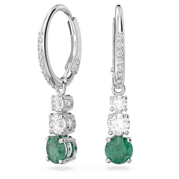 Długie kolczyki Stilla Attract, Szlif okrągły, Zielone, Powłoka z rodu - Swarovski, 5646718