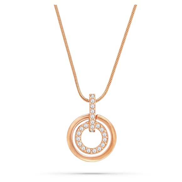Circle Kolye, Yuvarlak şekil, Beyaz, Pembe altın rengi kaplama - Swarovski, 5646721