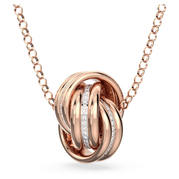 Further pendant, Intertwined circles, White, Rose gold-tone plated - Swarovski, 5646722