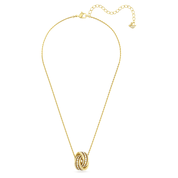 Verižica Further, Prepleteni krogi, Bela, PVD zlatega odtenka - Swarovski, 5646723