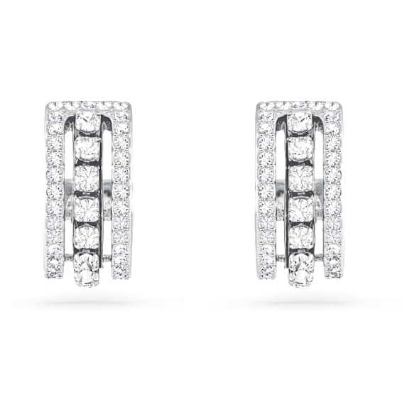 Anneaux d'oreilles Further, Blanches, Métal rhodié - Swarovski, 5646725