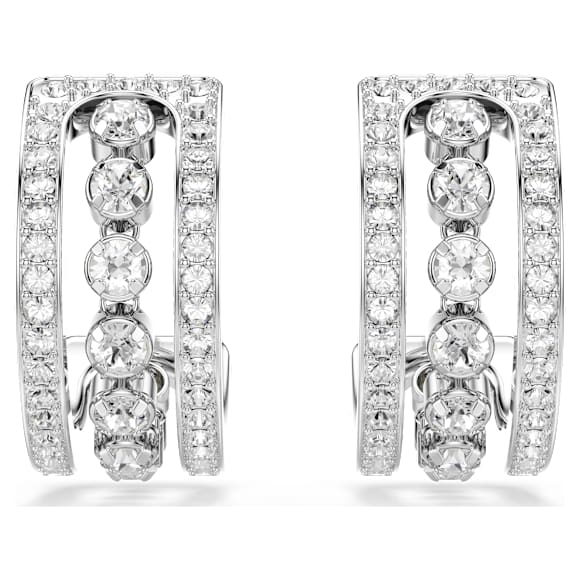 Kruhové náušnice Hyperbola, Bílá, Pokoveno rhodiem - Swarovski, 5646725
