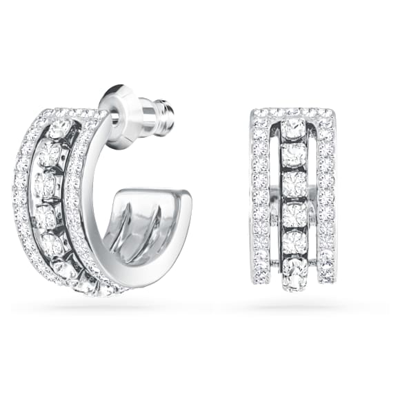 Anneaux d'oreilles Further, Blanches, Métal rhodié - Swarovski, 5646725