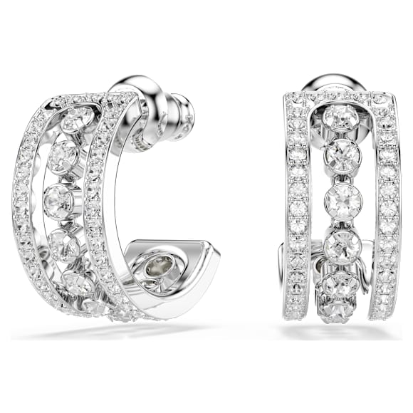 Kruhové náušnice Hyperbola, Bílá, Pokoveno rhodiem - Swarovski, 5646725