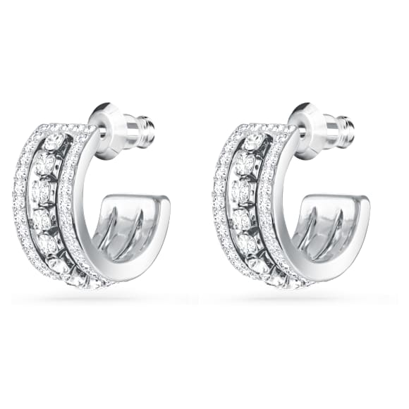 Further ringoorbellen, Wit, Rodium toplaag - Swarovski, 5646725