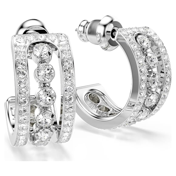 Hyperbola 후프 이어링, 화이트, 로듐 플래팅 - Swarovski, 5646725