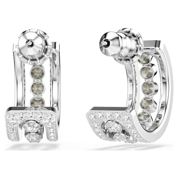 Orecchini a cerchio Hyperbola, Bianchi, Placcato rodio - Swarovski, 5646725