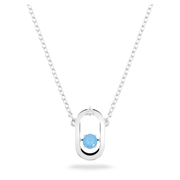 Colier Una, Tăietură rotundă, Formă ovală, Albastru, Placat cu rodiu - Swarovski, 5646731