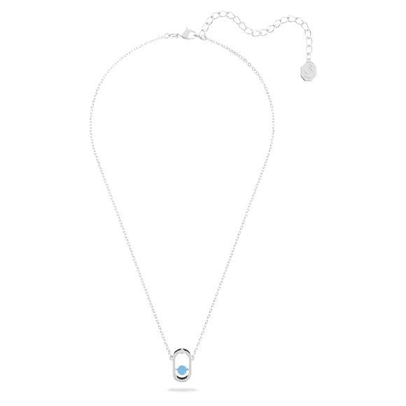Colier Una, Tăietură rotundă, Formă ovală, Albastru, Placat cu rodiu - Swarovski, 5646731