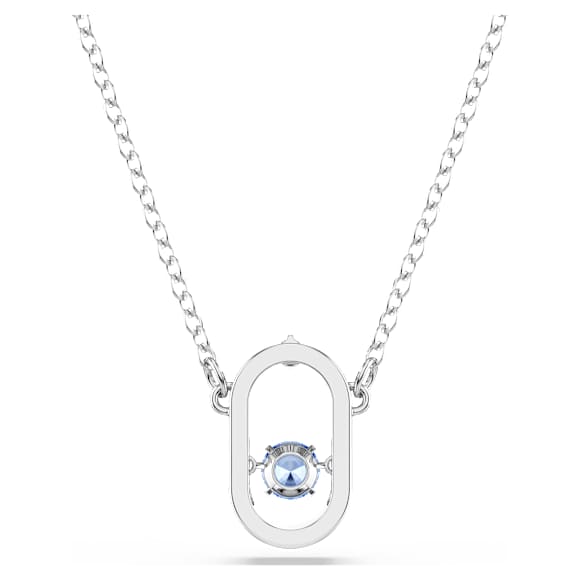 Una necklace, Round cut, Oval shape, Blue, Rhodium plated - Swarovski, 5646731