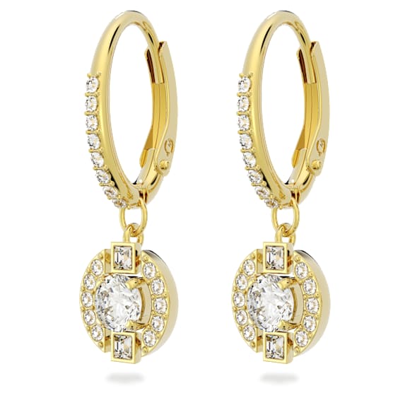 Pendants d'oreilles Una, Taille ronde, Blanches, Doré à l’or 18 carats (750/1000) - Swarovski, 5646733