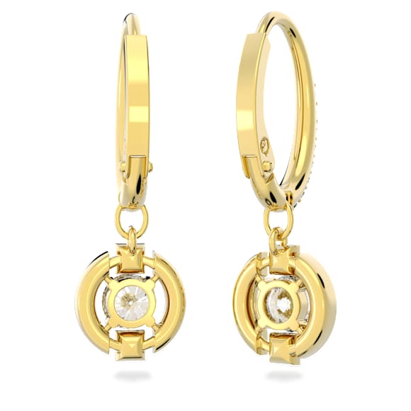 Długie kolczyki Una, Szlif okrągły, Białe, Wykończenie z 18-karatowego złota - Swarovski, 5646733