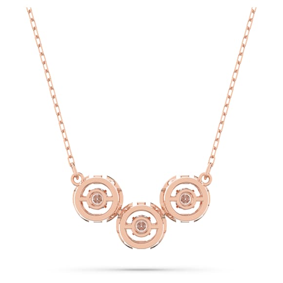 Colar Swarovski Sparkling Dance Trilogy, Lapidação redonda, Branco, Lacado a rosa dourado - Swarovski, 5646734