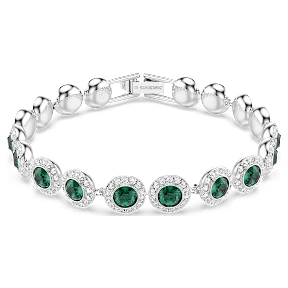 Bransoletka Una Angelic, Szlif okrągły, Oprawa brukowa, Średnia, Zielona, Powłoka z rodu - Swarovski, 5646735