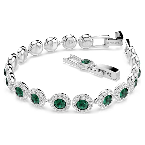 Bransoletka Una Angelic, Szlif okrągły, Oprawa brukowa, Średnia, Zielona, Powłoka z rodu - Swarovski, 5646735