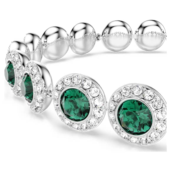 Una Angelic bracelet, Round cut, Pavé, Medium, Green, Rhodium plated - Swarovski, 5646735