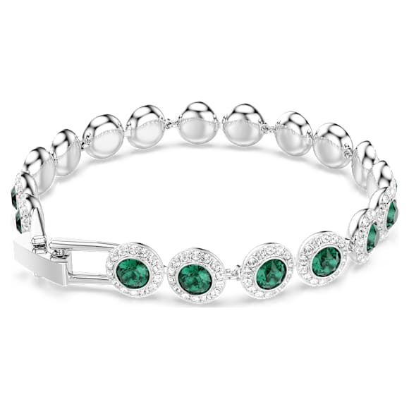 Bransoletka Una Angelic, Szlif okrągły, Oprawa brukowa, Średnia, Zielona, Powłoka z rodu - Swarovski, 5646735