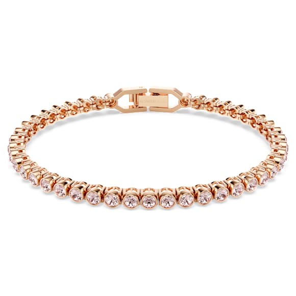Imber Tennis 手链, 圆形切割, 粉红色, 镀玫瑰金色调 - Swarovski, 5646736