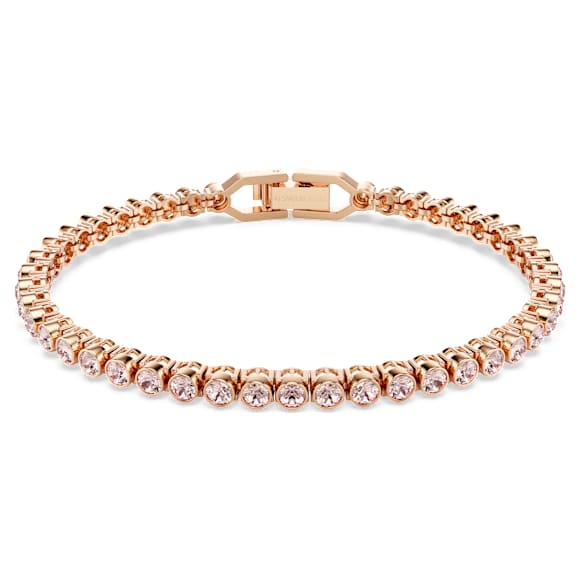Zapestnica Tennis Imber Emily, Okrogli rez, Roza, Prevleka rožnato zlatega odtenka - Swarovski, 5646736