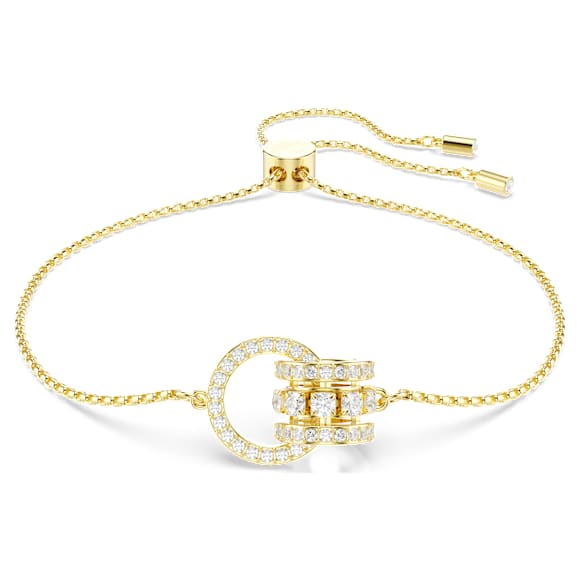 Náramek Further, Propletené smyčky, Bílá, Pokoveno ve zlatém odstínu - Swarovski, 5646737