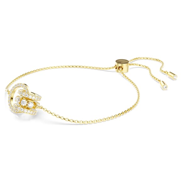 Náramek Further, Propletené smyčky, Bílá, Pokoveno ve zlatém odstínu - Swarovski, 5646737