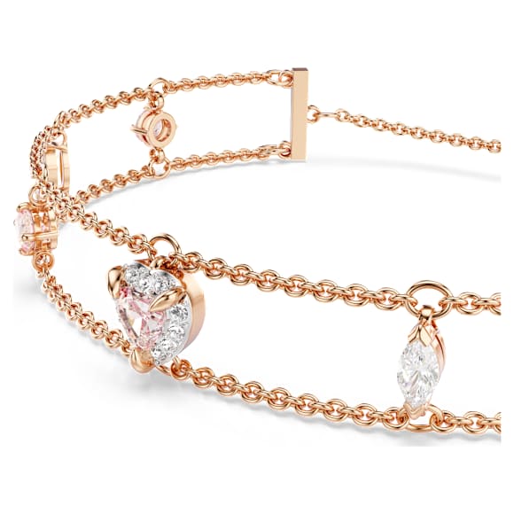 One bracelet, Mixed cuts, Heart, Pink, Rose gold-tone plated - Swarovski, 5646747