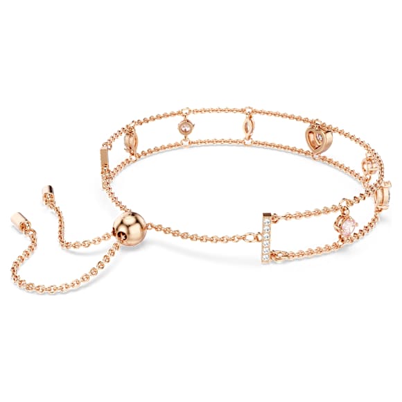 One bracelet, Mixed cuts, Heart, Pink, Rose gold-tone plated - Swarovski, 5646747