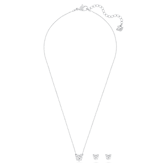 Attract szett, Szív, Fehér, Ródium bevonattal - Swarovski, 5646751
