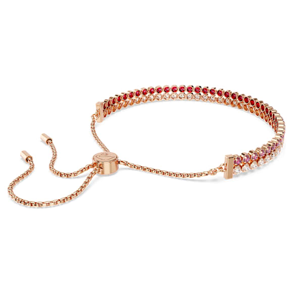 Matrix Tennisarmband, Röd, Roséguldfärgad plätering - Swarovski, 5646866