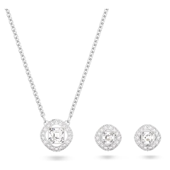 Angelic Square set, White, Rhodium plated - Swarovski, 5646907