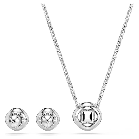 Angelic Square set, White, Rhodium plated - Swarovski, 5646907
