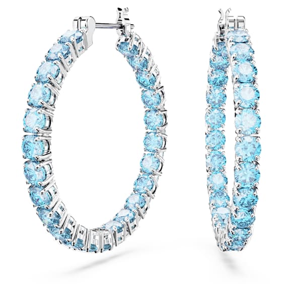 Matrix Kreolen, Rundschliff, Blau, Rhodiniert - Swarovski, 5647446