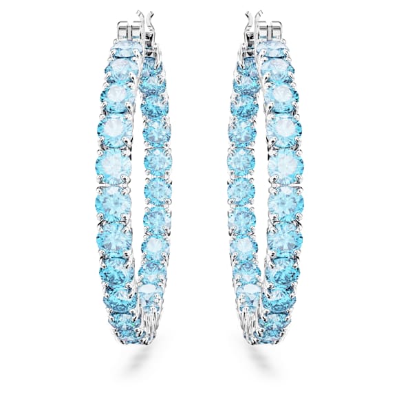 Matrix Kreolen, Rundschliff, Blau, Rhodiniert - Swarovski, 5647446