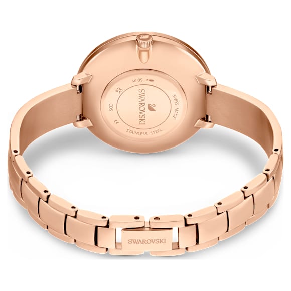 Crystalline Delight watch, Swiss Made, Metal bracelet, Red, Rose gold-tone finish - Swarovski, 5647455