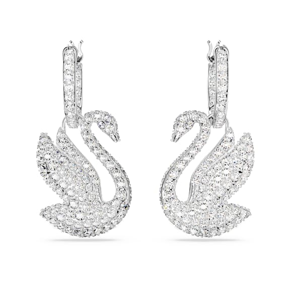 Swarovski Iconic Swan Drop-Ohrhänger, Schwan, Weiß, Rhodiniert - Swarovski, 5647545