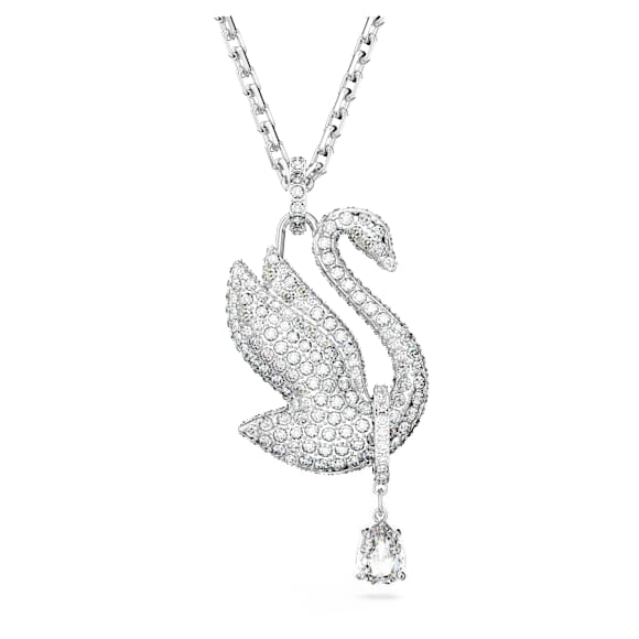 Swarovski Iconic Swan necklace, Swan, Long, White, Rhodium plated - Swarovski, 5647546