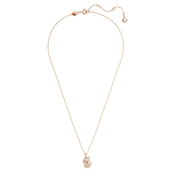 Swan 펜던트, 스완, 스몰, 화이트, 18K 로즈 골드 피니시 - Swarovski, 5647555