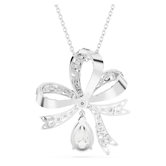 Přívěsek Hyperbola, Mašlička, Široký, Bílá, Pokoveno rhodiem - Swarovski, 5647561