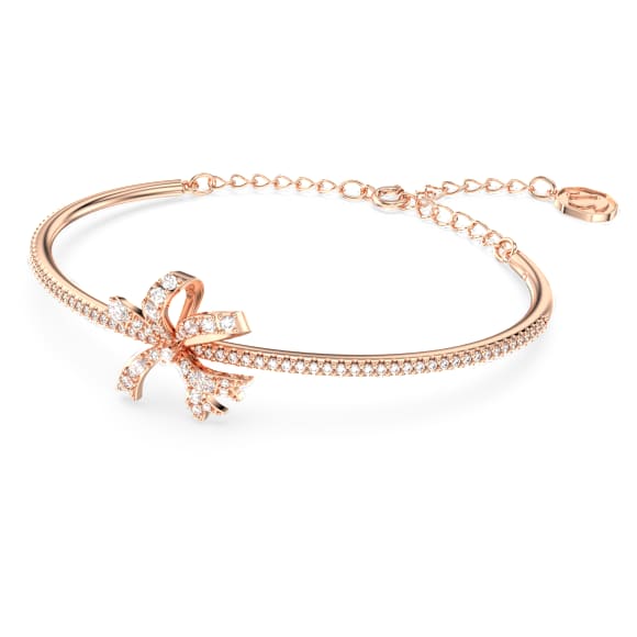 Volta armband, Strik, Wit, Roségoudkleurige toplaag - Swarovski, 5647565