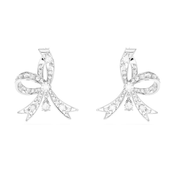 Hyperbola 水滴形耳环, 蝴蝶结, 白色, 镀铑 - Swarovski, 5647582