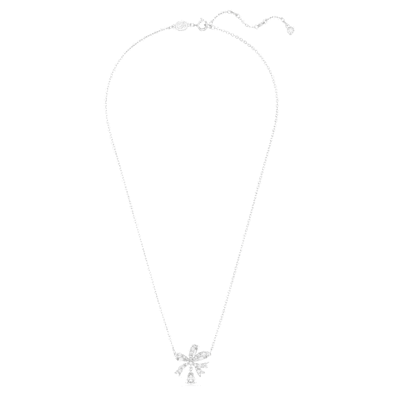 Volta necklace, Bow, Small, White, Rhodium plated - Swarovski, 5647583