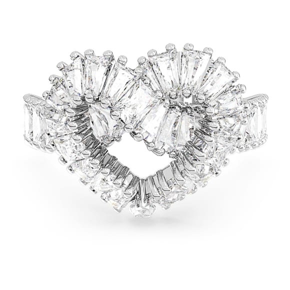 Matrix ring, Mixed cuts, Heart, White, Rhodium plated - Swarovski, 5647590