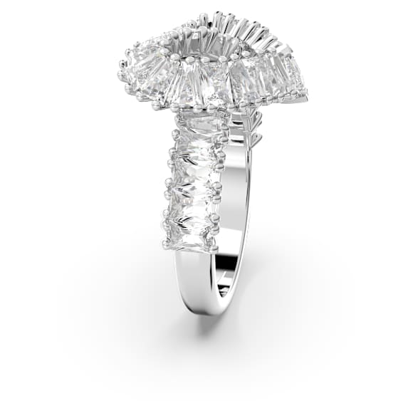 Matrix ring, Mixed cuts, Heart, White, Rhodium plated - Swarovski, 5647590