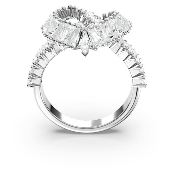 Matrix ring, Mixed cuts, Heart, White, Rhodium plated - Swarovski, 5647590