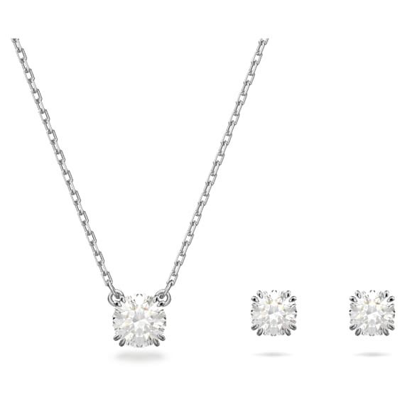 Set Constella, Taglio Round, Bianco, Placcato rodio - Swarovski, 5647663