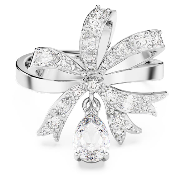Bague cocktail Volta, Nœud, Blanche, Métal rhodié - Swarovski, 5647722