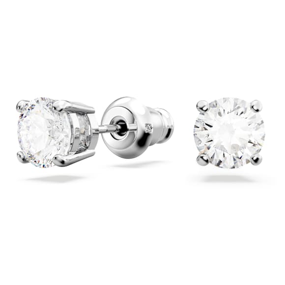 Matrix Tennis set, Round cut, White, Rhodium plated - Swarovski, 5647730