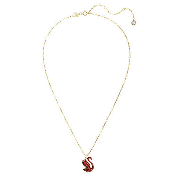 Swan pendant, Swan, Medium, Red, Gold-tone plated - Swarovski, 5647871