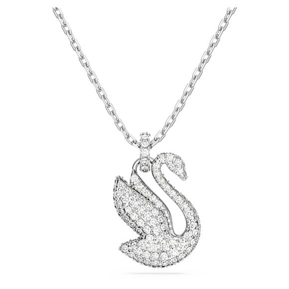 Swarovski Iconic Swan pendant, Swan, Medium, White, Rhodium plated - Swarovski, 5647872