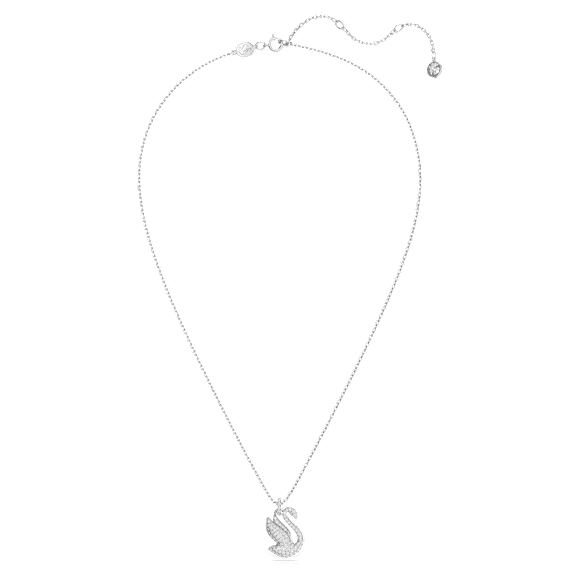 Swarovski Iconic Swan pendant, Swan, Medium, White, Rhodium plated - Swarovski, 5647872